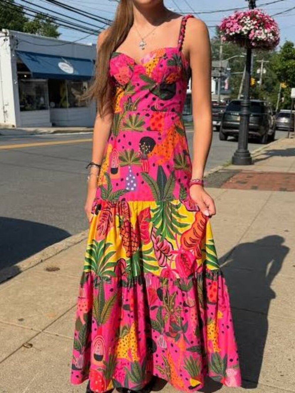 FARM Rio Stunning Pink Pop Leopards Midi Dress sz M NWT - Picture 1 of 8